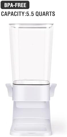 Cereal Dispenser Countertop 2pcs,5.5L Cereal Containers Storage Dispenser for Pantry,Dry Food Storage Rice Containers,Candy Dispenser,Snack Organizer Machine for Grains, Nuts,Oatmeal, Pet Food White