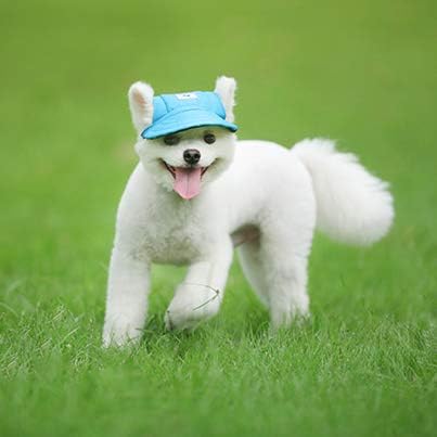 Leconpet Baseball Caps Hats with Neck Strap Adjustable Comfortable Ear Holes for Small Medium and Large Dogs in Outdoor Sun Protection (XL, Blue)