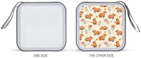 DVD Case 40 Capacity Floral Capybaras CD Holder Organizer Zipper Wallet | Disc Collection Storage Bag for Music Movie Game, Floral Capybaras Hard Plastic, Hand Strap