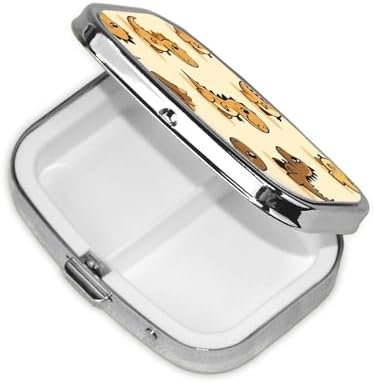 Pill Box 2 Compartment Medicine Pill Case for Pocket or Purse Mini Metal Pill Holder Cute Dinosaur Pill Case Vitamin Organizer Portable Travel Pill Container to Hold Supplements Vitamins