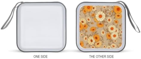 DVD Storage Disc Wallet Daisy Flower DVD Holder Protective Binder | CD Organizer with Portable Carry Handle, Hard Shell Plastic, 40 Capacity, Daisy Flower