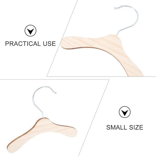 DOITOOL 10pcs Wooden Pet Clothes Hanger Rack for Organizing Pet Clothing with Stainless Steel Hook 16cm Diameter Sturdy and Space-Saving Storage Solution
