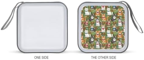 CD Cases 40 Capacity Flower Garden Cats Hard Shell Case DVD Holder Wallet | Disc Organizer Storage Binder, Kittens Flower Garden Cats Portable Zipper and Strap, for Home Car Travel