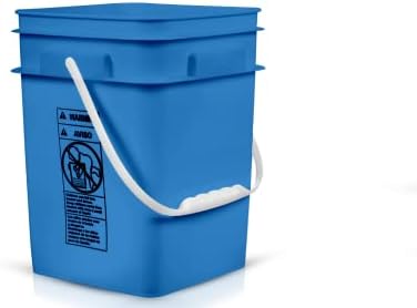 House Naturals 4 Gallon Square Food Grade Plastic Bucket with Lid, Made in USA (Pack of 2) BPA Free (Blue)