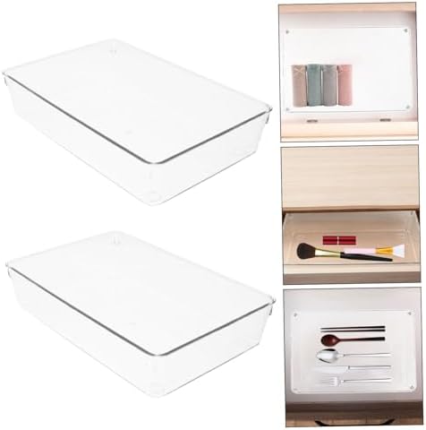 Mobestech 2pcs Pet Desk Drawer Organizer Versatile Storage Bin for Earrings Office Kitchen Hotel Living Room