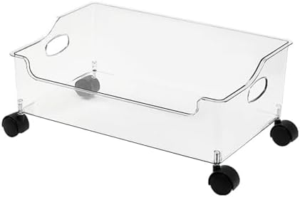 Yosoo Portable Rolling Book Box Book Organizer with Wheels Rolling Storage Cart for Students Homework Classroom Organization with Built in Wheels High Strength PET Material