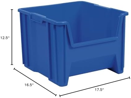 Akro-Mils Stak-N-Store Stackable Storage Bins, 17.5"x16.5"x12.5", Blue 2Pk