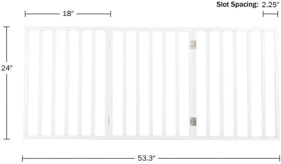 Pet Gate - 3-Panel Indoor Foldable Dog Fence for Stairs, Hallways or Doorways - 54x24-Inch Retractable Wood Freestanding Dog Gates by PETMAKER (White)