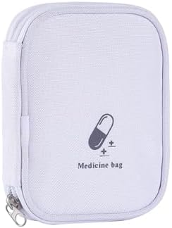 Portable small First Aid Pouch, Empty Travel Medicine Bag Pills Pocket for Travel School Home (White)