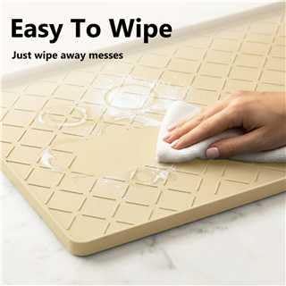 MateeyLife Silicone Waterproof Mat for Dog & Cat Food Mat 19"X12" | BPA-Free Non-Slip Pet Feeding Mat, Dog Food Tray for Food & Water Bowls, Protect Floor Against Spills, Khaki
