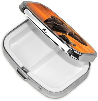 Pill Box 2 Compartment Medicine Pill Case for Pocket or Purse Mini Metal Pill Holder Cute Wild Elephant Pill Case Vitamin Organizer Portable Travel Pill Container to Hold Supplements Vitamins