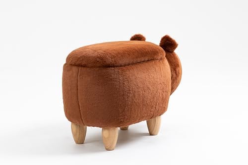 Home 2 Office Bear Ottoman for Kids' Bedroom, Playroom, Nursery, and Living Room, Animal Ottoman with Storage, Footstool for Kids, Brown Bear