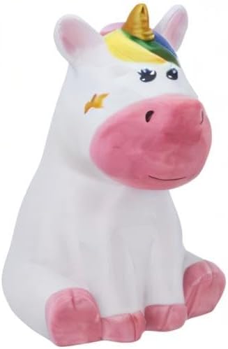 Dolomite Ceramic 10 x 7.3 Everyday Cookie & Candy Jar with Airtight Lid: Perfect for Kitchen Canisters, Pet Treat Containers & Decorative Magical Storage, Rainbow Unicorn With Stars