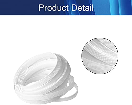 Jutagoss PET Expandable Braided Cable Sleeve, 32.8ft - 1/2 inch White Cable Management Sleeve, Wire Loom Tube Cord Protector for USB Cable, Power Cord, Audio Video and More, 1Pc