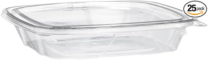 EcoQuality 20oz Tamper Resistant Clear PET Hinged Container - For Salads, Fruits, Desserts, and Meal Prep Food Storage - For Takeout, Food Trucks, Bakeries, and Delis (25)