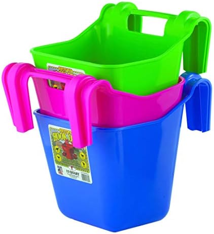 Little Giant® Plastic Hook Over Feeder | Mountable Livestock & Pet Feed Bucket | Horse Feed Bucket | Made in USA | 12 Quarts | Hot Pink