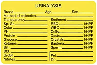 Tabbies V-AN300 Urinalysis Veterinary Labels, 320 Count, Fluorescent Yellow, 3 x 2 Inch, Self-Adhesive Vet Care Instruction Stickers for Animal Charts