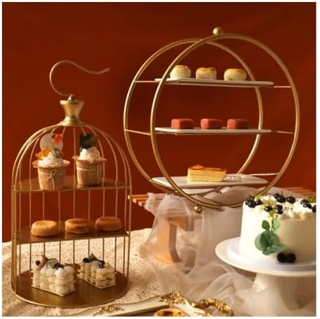 Cake Stand Luxurious Cake Stand Golden Wedding Dessert Stand Afternoon Tea Snack Birdcage Metal Display Multi-Functional Cake Tray Cake Display