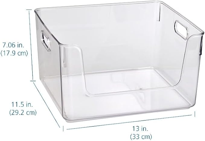 Glossy Plastic Open Front Organizer Bin Single Adult Size Stackable Storage Container Open Top Storage Bin For Closet Pantry Bathroom Cabinet Household Clothes Toiletries Sundry Organization
