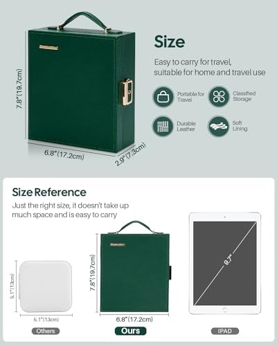 Enthralite Portable Travel Jewelry Case: Jewelry Box with Lock and Mirror | Quality PU Leather & Velvet Lined Jewelry Organizer - Large Capacity for Ring Earring Large Necklaces - Birthday Gift for Her