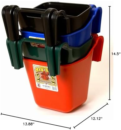 Little Giant® Plastic Hook Over Feeder | Mountable Livestock & Pet Feed Bucket | Horse Feed Bucket | Made in USA | 12 Quarts | Berry Blue