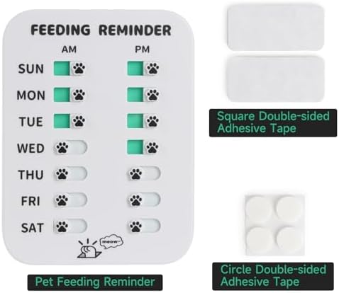 YAUYIK Dog Feeding Reminder, Puppy Feeding Schedule Chart, AM/PM Daily Indication Chart Feed/Walk Your Pets, Helps You to Track Pet Feeding & Walking (White)