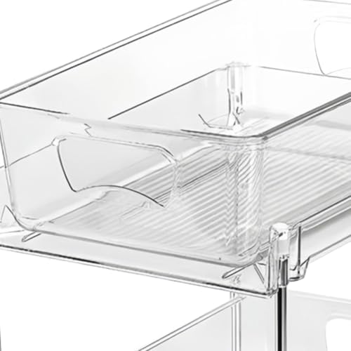 Two Tier Under, Pull Out Organizer, Sliding Cabinet Shelf | Vanity Organizer for Laundry Room Pantry Vanity Office Home Apartment Cleansing Supplies Cosmetics