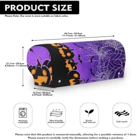 Couch Arm Covers for Sofa 2 Pack Halloween Pumpkin Arm Chair Covers for Arms Recliner Headrest Protector 2pcs Stretch Fabric Sofa Armrest Covers Halloween Decoration