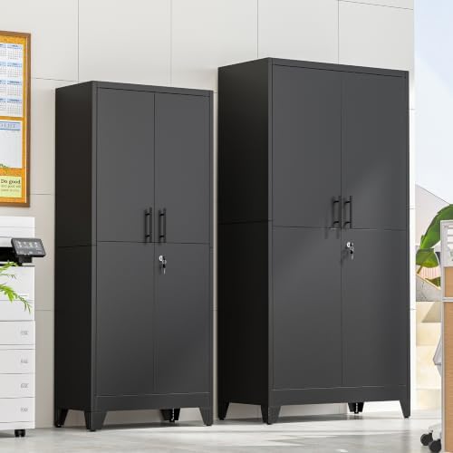 71" Metal Garage Storage Cabinet with Locking Doors and Shelves