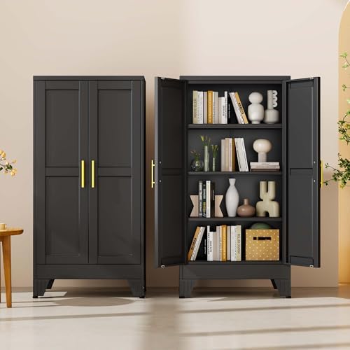 pozdeg 47.25" Black Heavy Duty Metal Garage Storage Cabinet