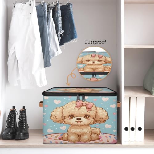 Cute Dogs Storage Box with Zipper Lid | Collapsible, Fabric, Storage Bin, Handle, Large, Closet Organizer, Containers, Bedroom, Home, Cute Donut Dogs