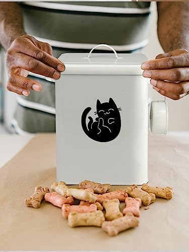 Dog and Cat Food Storage Container, Farmhouse Pet Food Storage Containers with Lid and Dry Food Scoop, etal Cat Food Bin with Measuring Cup, Cat Food Can Covers Lids and Spoons, Cat Mouse Toys(#3)
