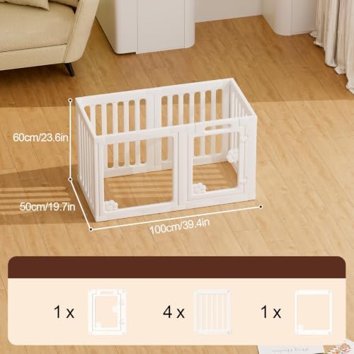 Acrylic Indoor Pet Enclosure,Foldable Independent Dog Gate, Easy to Clean,Suitable for Puppies, Rabbits, Cats, and Piglets, Easy to Assemble(100x50/39.4x19.7in)