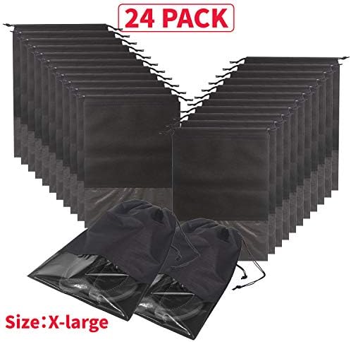 24PCS Travel Shoe Bags Non-Woven with Rope for Men and Women Large Shoes Storage Packing Pouch Organizers