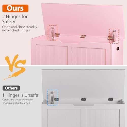 Wooden Storage Chest,30/40 Inch Storage Trunk w/2 Safety Hinges, Storage Bench, Modern Lift Top Chest Box Organizer (Pink, 40 Lx 15.7 W x19 H Inch)