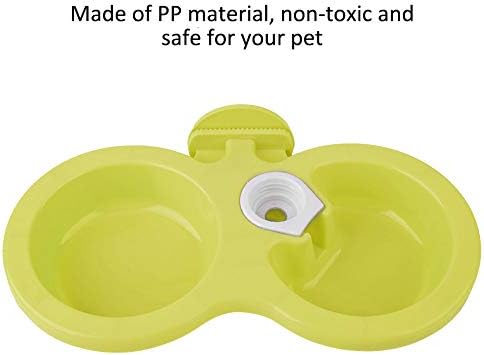 Puppy Double Bowl, Puppy Double Bowl Stainless Steel Dog Bowl Pet Cat Dog Puppy Double Bowl Hanging Food Water Feeder For Crate Cage Small (Green)
