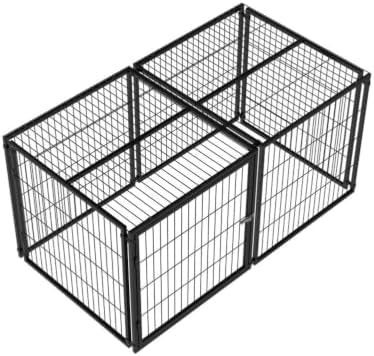 63.7" Large Dog Crate with Top, Heavy Duty Metal Indoor Dog Cage Furniture for Medium Dogs, Extra Large Pet Kennel Playpen with Flexible Door Placement, Black