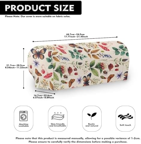 Butterfly Floral Couch Arm Covers for Sofa Arm Chair Covers Slipcover Breathable Armrest Covers for Sofas and Chairs Arm Covers Keep Clean