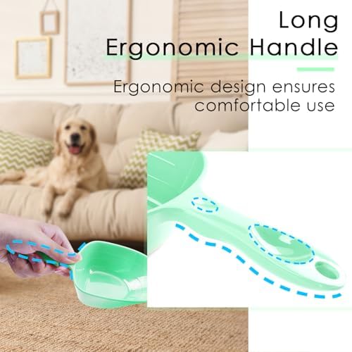 Melamine Pet Food Measuring Scoop, 1 Cup 1/2 Cup 1/4 Cup with Clear Measurement Lines for Dog, Cat, Bird, and Rabbit, Durable, Ergonomic Handle, Dishwasher safe-Green & Purple