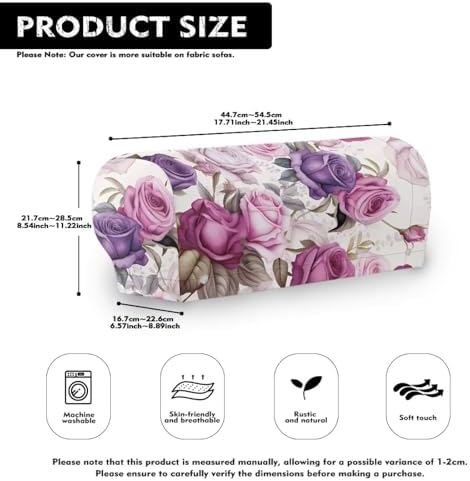 Armrest Covers for Sofa Elegant Rose Chair Arm Covers for Recliner Stretch Armrest Covers Furniture Protector Protect and Decorate Your Sofa