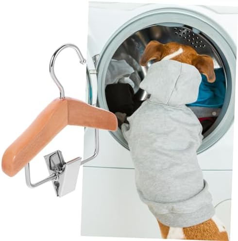Wooden Pet Clothes Hanger for Dogs and Cats Lightweight Mini Apparel Rack with Clips Portable Small Hanger for Easy Storage and Travel for Dog and Cat Clothing Display