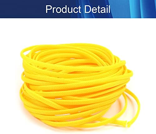 Jutagoss PET Expandable Braided Cable Sleeve, 32.8ft - 3/16 inch Yellow Cable Management Sleeve, Wire Loom Tube Cord Protector for USB Cable, Power Cord, Audio Video and More, 1Pc