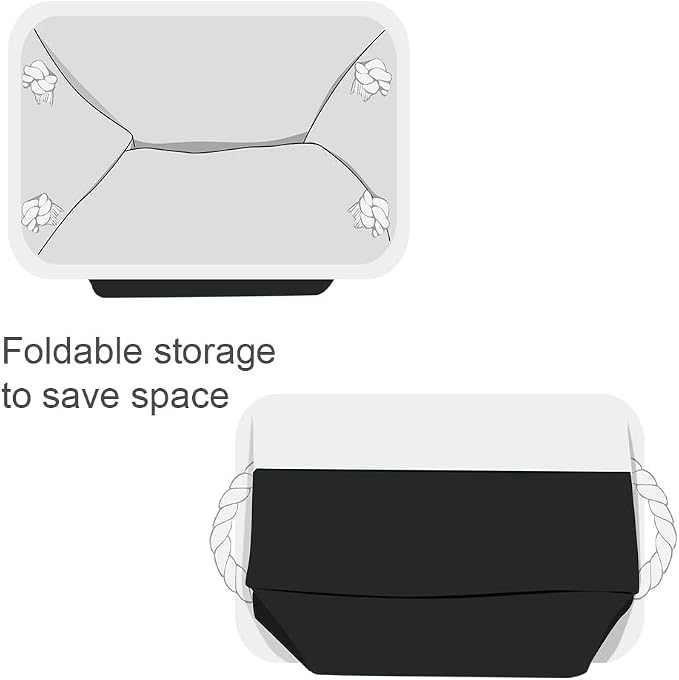 Storage Basket for Organizing - 3 Pack 13.8x9.8x6.7 inch Medium Collapsible Storage Bin for Shelves with Handles Organizer Closet Cubes Cloth Gift Toy (White & Black)