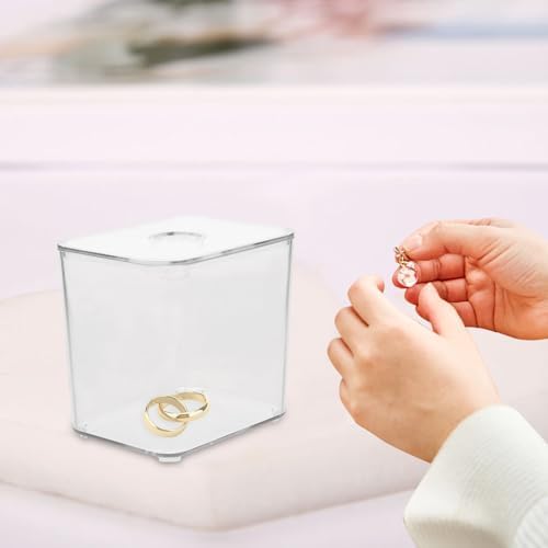 2pcs Small Cotton Pad Container with Flat Lid Design and Stackable Pet Material Makeup Organizer for Home and Bathroom Storage