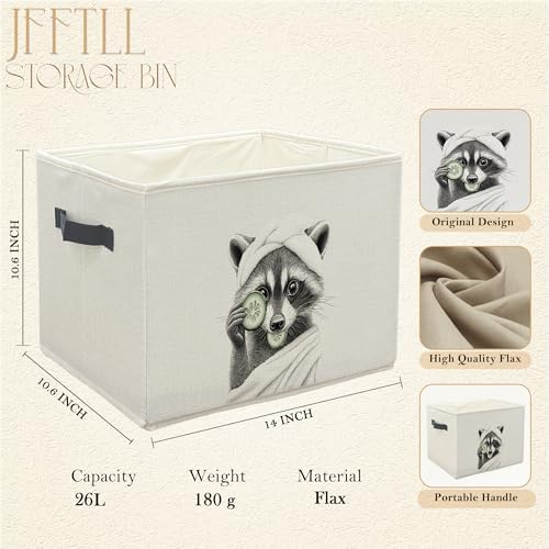 Funny Raccoon Bathroom Storage Bins Box, Raccoon Bathroom Decor, Raccoons Gifts Storage Basket Laundry Hamper with Handle for Bath Room Clothes Vanity Undersink Home Organization