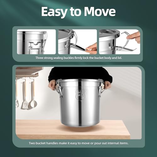 304 Stainless Steel Airtight Canister w/Lid(21L/4.62Gal)