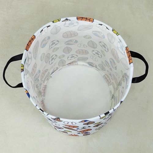 Round Laundry Basket Collapsible Storage Hamper Organizer Colorful Balls | Waterproof Canvas Foldable Baskets with sturdy Handles Multi-scene Organizer for Home Play Bedroom Gift Bin