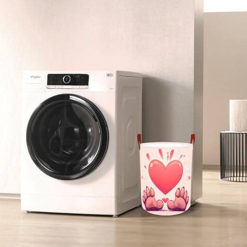 Laundry Basket 15.7x19.7 in Paw Heart Hamper for Bedroom