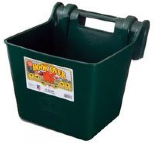 Little Giant® Plastic Hook Over Feeder | Mountable Livestock & Pet Feed Bucket | Horse Feed Bucket | Made in USA | 15 Quarts | Green