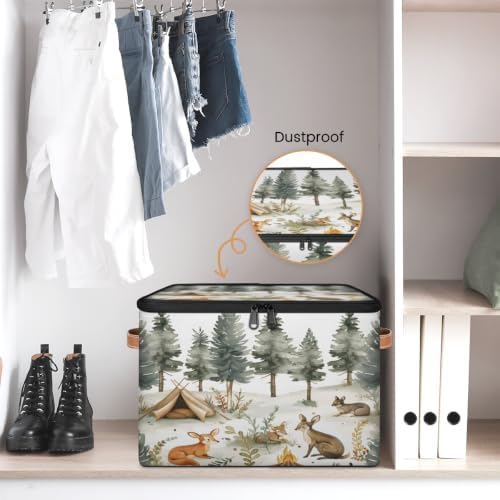 Squirrel Wildlife Storage Box with Zipper Lid | Collapsible, Fabric, Storage Bin, Handle, Large, Closet Organizer, Containers, Bedroom, Home, Forest Animals
